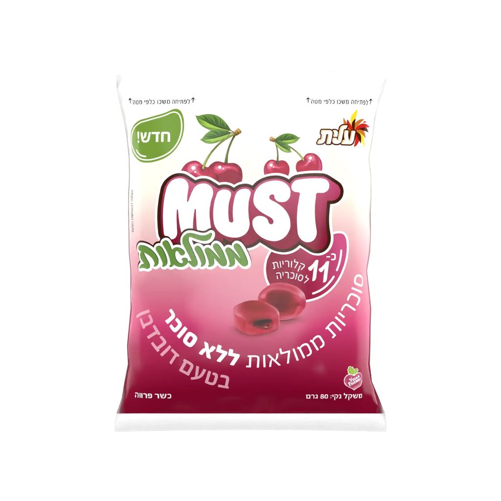 סוכריות ממולאות ללא סוכר בטעם דובדבן 80 גרם