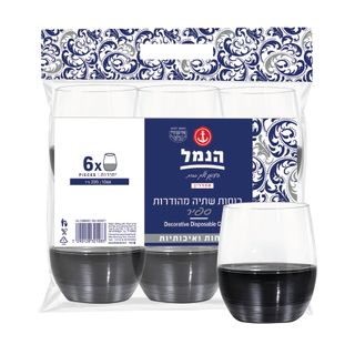 כוס ספיר תחתית כסף 6 יח'