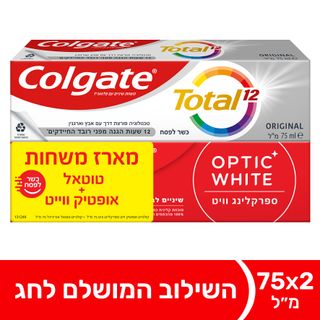 מארז קולגייט אופטיק +טוטל משחת שיניים כשלפ 150 מ"ל