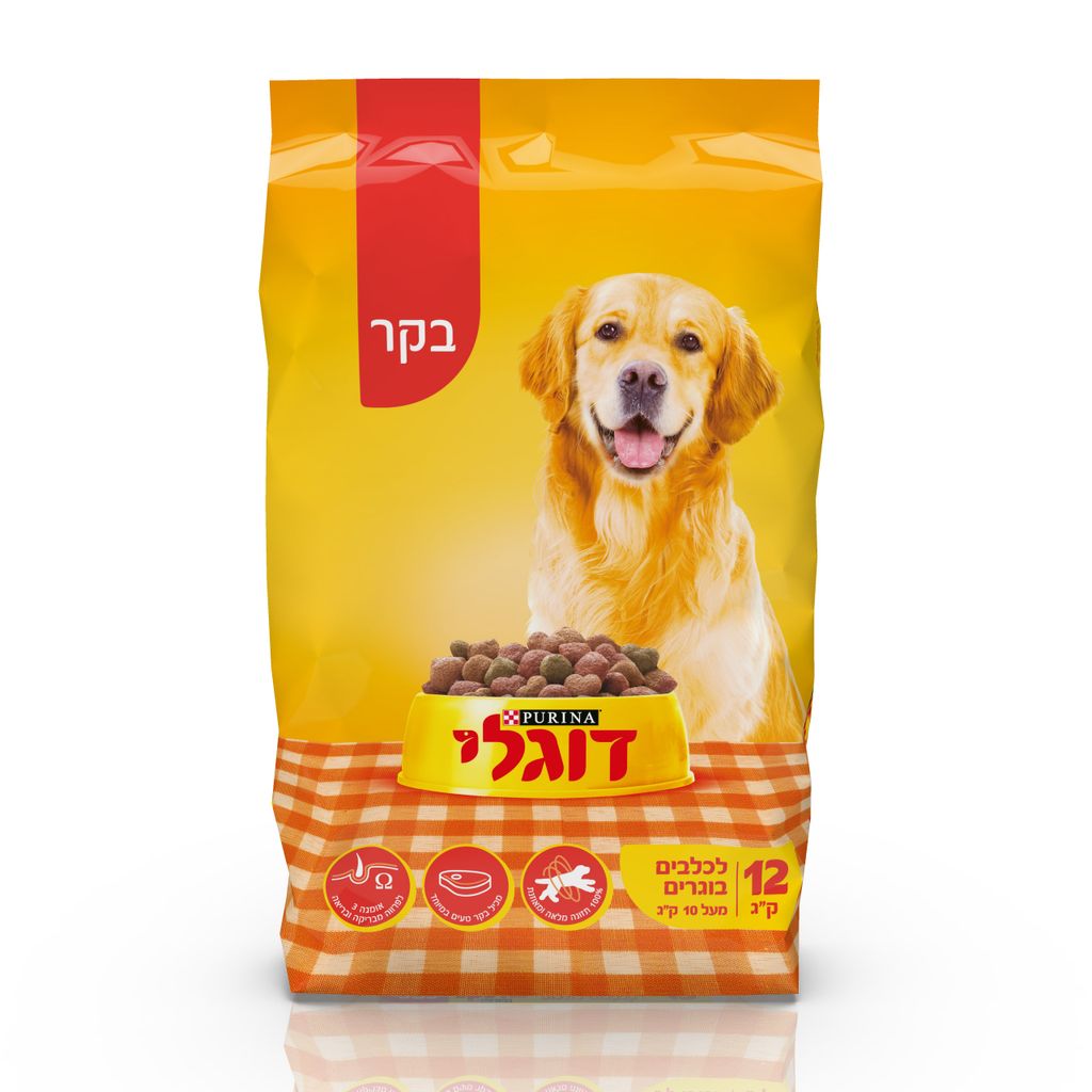 דוגלי מזון יבש ומלא לכלב בוגר - בקר