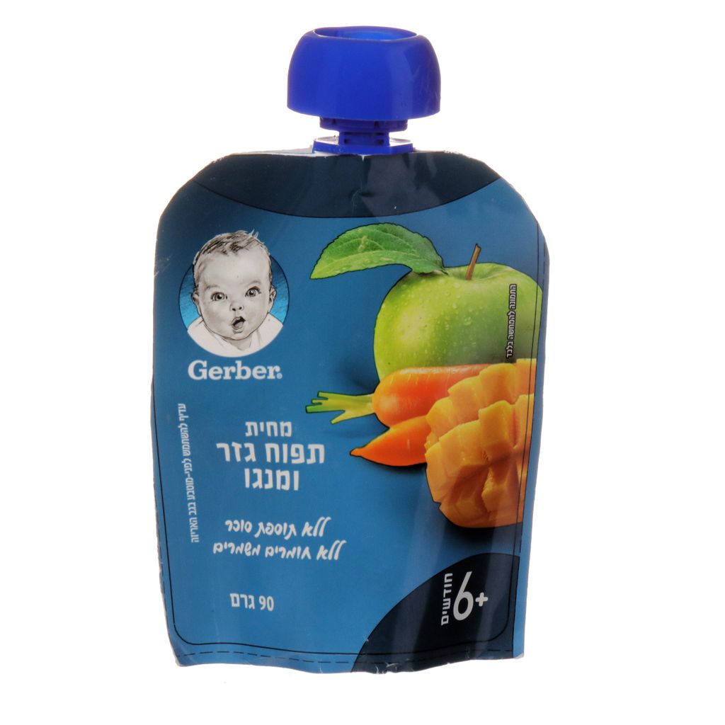 גרבר מחית תפוח גזר ומנגו 90 גרם פאוץ