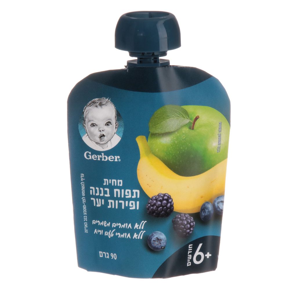 גרבר מחי.תפוח בננה פירות יער פאוץ 16*90ג