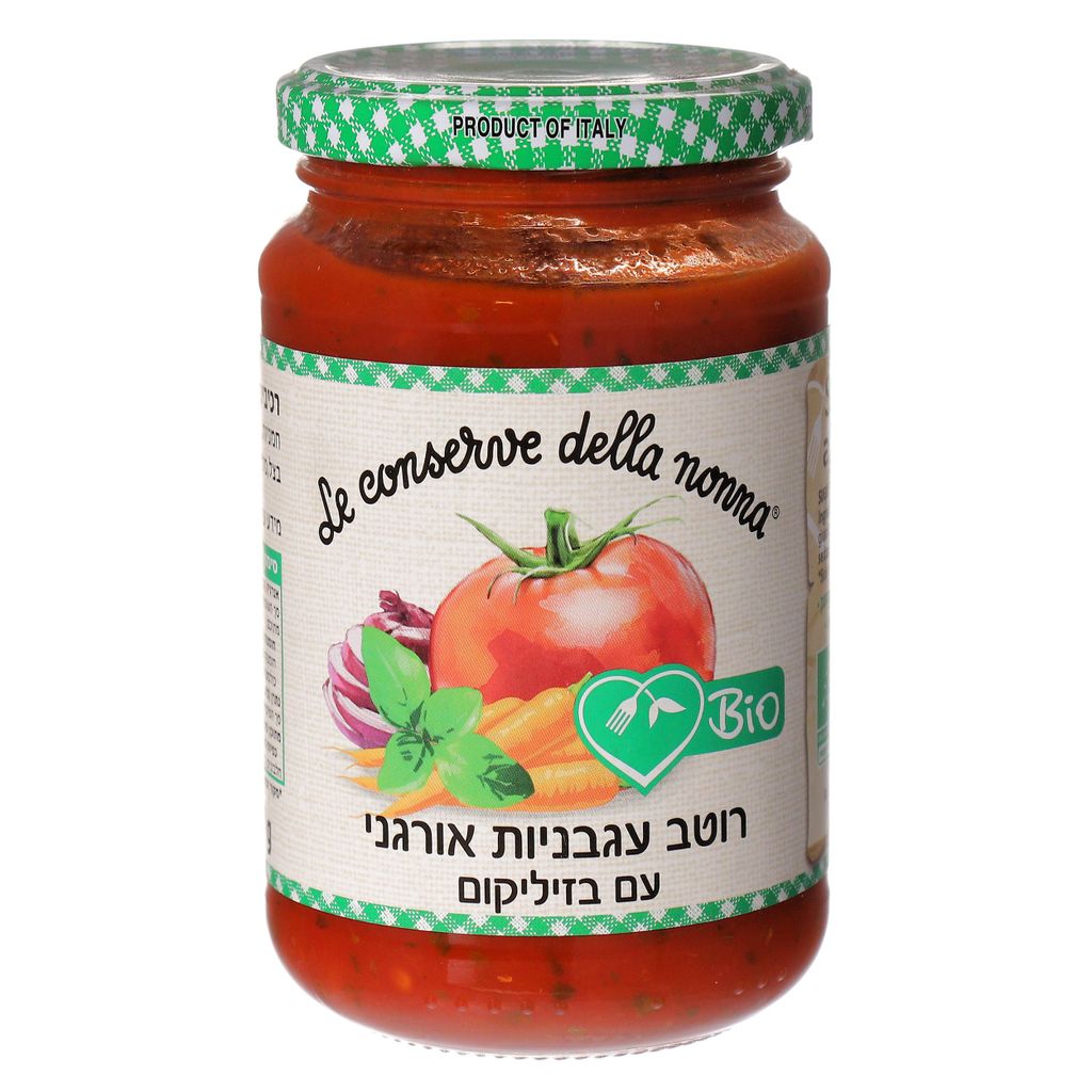 רוטב עגבניות אורגני עם בזיליקום 350 גרם