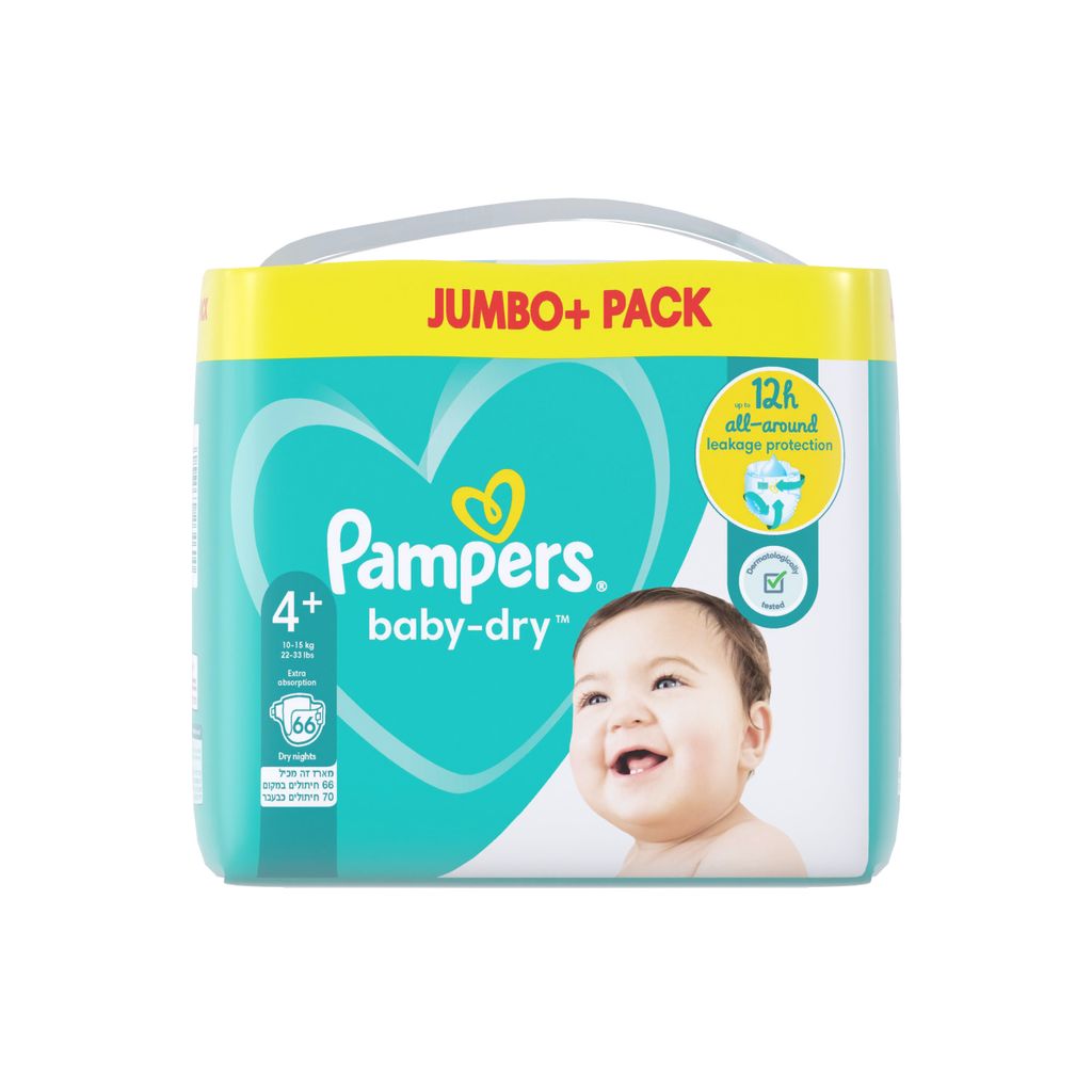 פמפרס בייבי דריי אריזת ענק מידה 4+