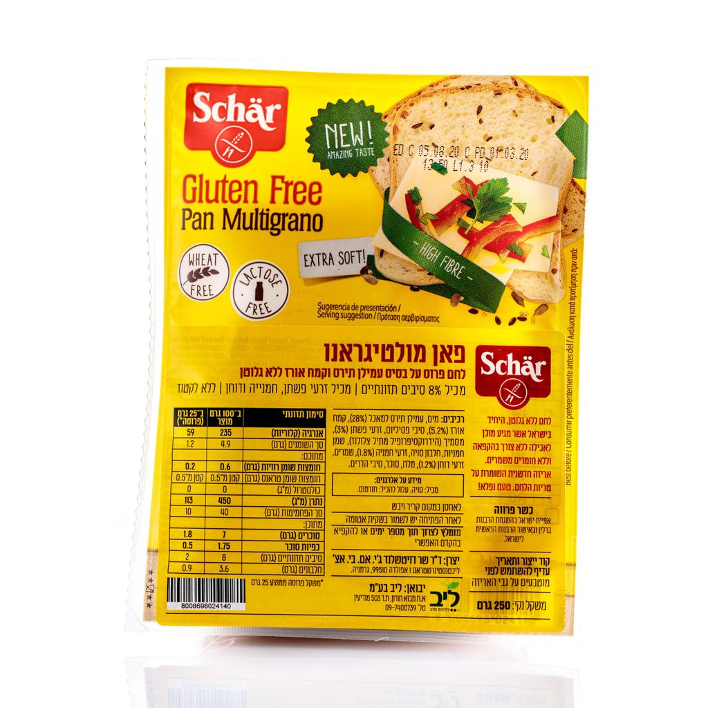 לחם ללא גלוטן פאן מולטי גראנו 250 גר