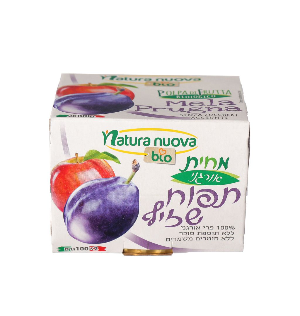 מחית תפוח שזיף אורגנ