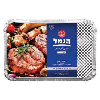 הנמל מנגל ענק, גריל מוכן עם גחלים ומדליק פחם, חד פעמי