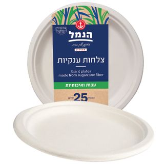 צלחות ענק מקנה סוכר טבעי 25 יח`