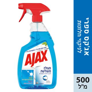אג'קס ספריי לניקוי חלונות כחול 500 מ"ל