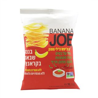 BANANA JOE בננה צ'יפס צ'ילי מתוק חטיף על בסיס בננות מטוגנות בטעם מתוק חריף 45 גרם